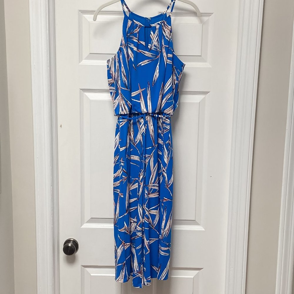 London Times Tropical Print Culotte Jumpsuit, Size 6, Color Blue